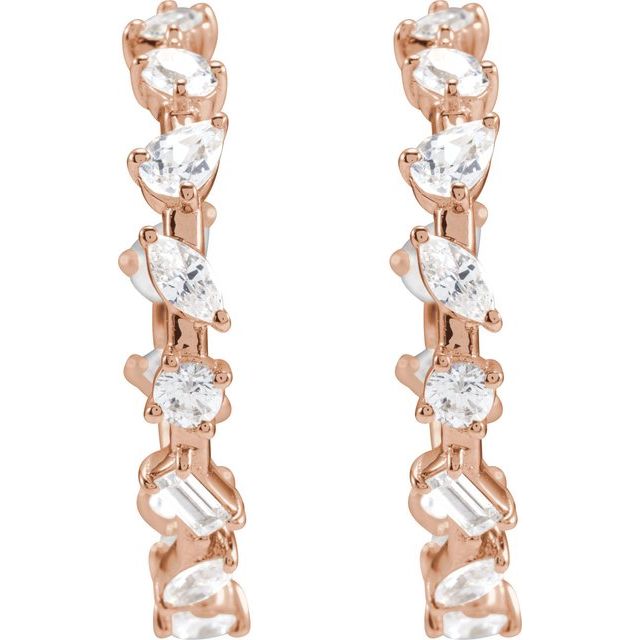 14K Rose 2 CTW Lab-Grown Diamond 25.4 mm Hoop Earrings