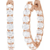 14K Rose 2 1/5 CTW Lab-Grown Diamond Inside-Outside Hoop Earrings