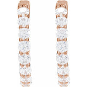 14K Rose 2 1/5 CTW Lab-Grown Diamond Inside-Outside Hoop Earrings