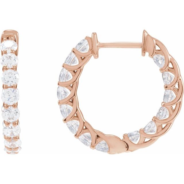 5 CTW Lab-Grown Diamond Inside-Outside Hoop Earrings