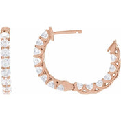 14K Rose 2 1/5 CTW Lab-Grown Diamond Inside-Outside Hoop Earrings