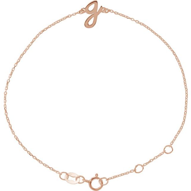 14K Rose Initial G 6 1/2-7 1/2" Bracelet