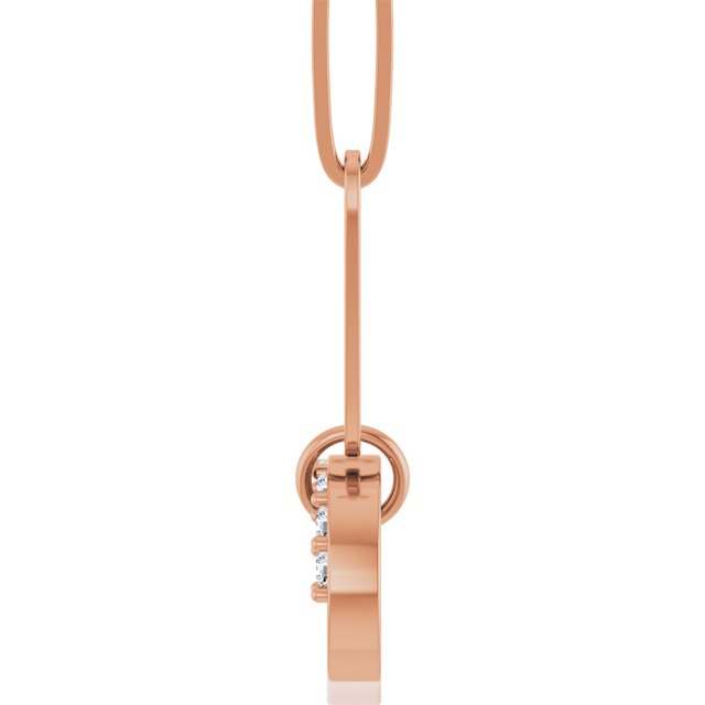 14K Rose .08 CTW Natural Diamond Charm 16" Necklace