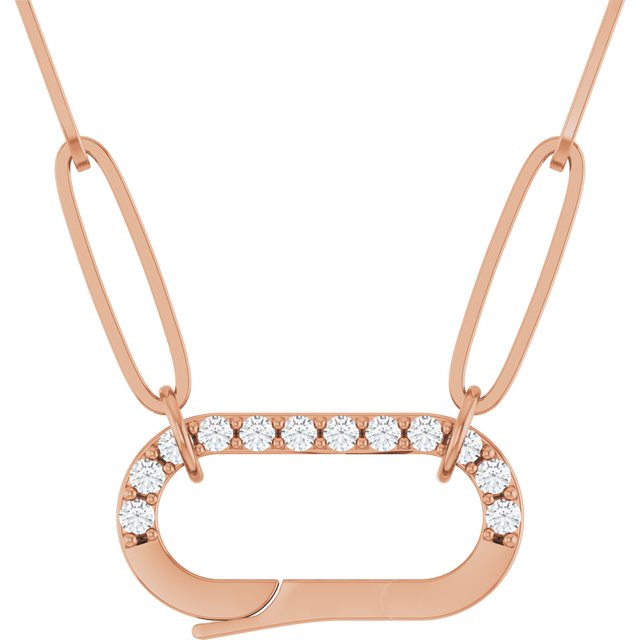 14K Rose .08 CTW Natural Diamond Charm 16" Necklace