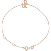 14K Rose Initial D 6 1/2-7 1/2" Bracelet