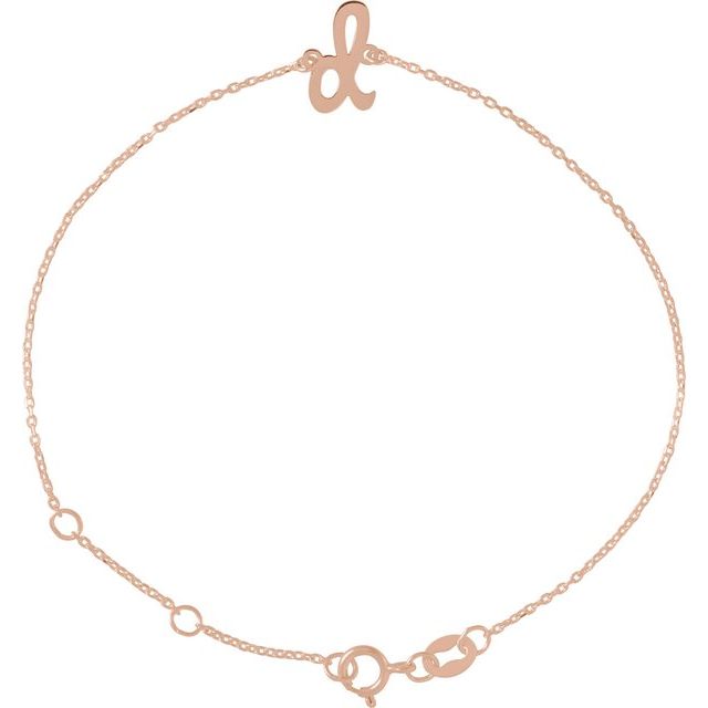 14K Rose Initial D 6 1/2-7 1/2" Bracelet