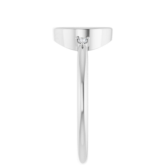 Sterling Silver 10x8 mm Oval .03 CTW Natural Diamond Semi-Set Cabochon Ring