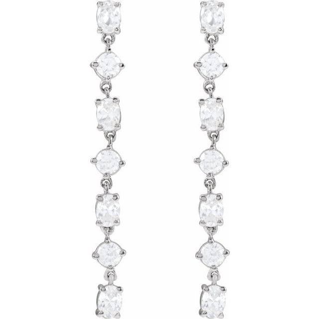 14K White 1 1/5 CTW Lab-Grown Diamond  Dangle Earrings