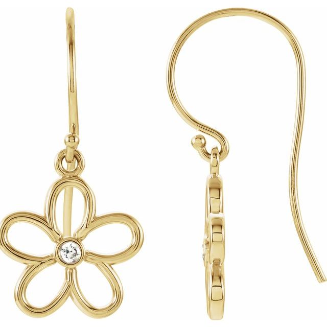 14K Yellow .06 CTW Natural Diamond Flower Earrings