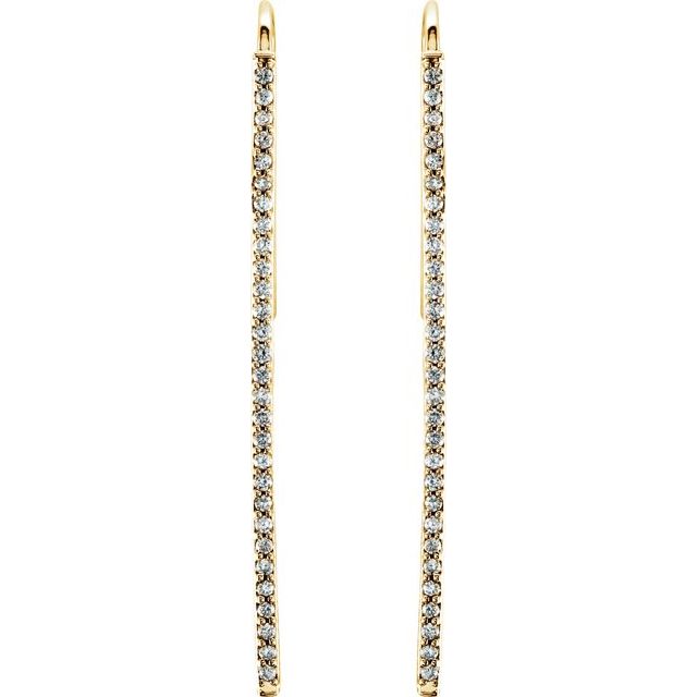 14K Yellow 1/4 CTW Natural Diamond Vertical Bar Earrings
