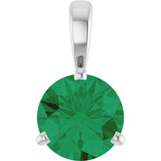 14K White Lab-Grown Emerald Pendant