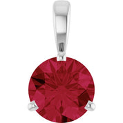 14K White Lab-Grown Ruby Pendant