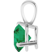 14K White Lab-Grown Emerald Pendant