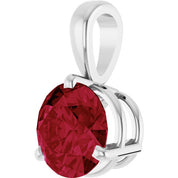 14K White Lab-Grown Ruby Pendant