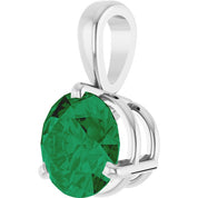 14K White Lab-Grown Emerald Pendant