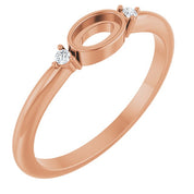 14K Rose 5x3 mm Oval .03 CTW Natural Diamond Semi-Set Cabochon Ring