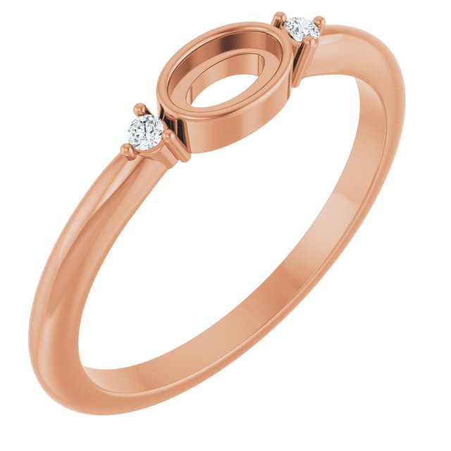 14K Rose 5x3 mm Oval .03 CTW Natural Diamond Semi-Set Cabochon Ring