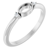Sterling Silver 5x3 mm Oval .03 CTW Natural Diamond Semi-Set Cabochon Ring