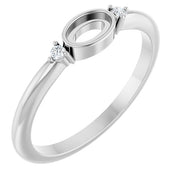 Sterling Silver 5x3 mm Oval .03 CTW Natural Diamond Semi-Set Cabochon Ring