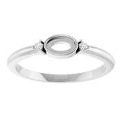 14K White 5x3 mm Oval .03 CTW Natural Diamond Semi-Set Cabochon Ring