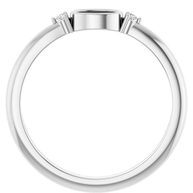 Sterling Silver 5x3 mm Oval .03 CTW Natural Diamond Semi-Set Cabochon Ring