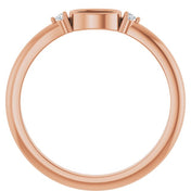 14K Rose 5x3 mm Oval .03 CTW Natural Diamond Semi-Set Cabochon Ring