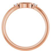 14K Rose 5x3 mm Oval .03 CTW Natural Diamond Semi-Set Cabochon Ring