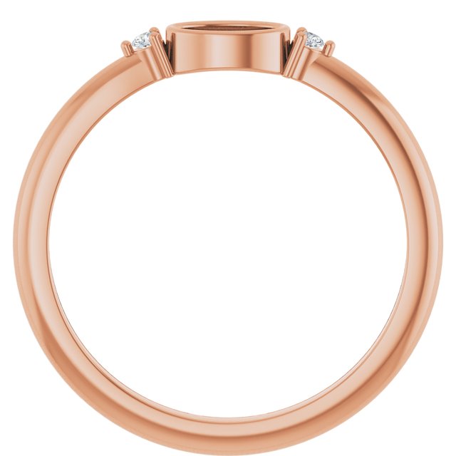 14K Rose 5x3 mm Oval .03 CTW Natural Diamond Semi-Set Cabochon Ring