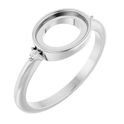 Sterling Silver 9x7 mm Oval .03 CTW Natural Diamond Semi-Set Cabochon Ring