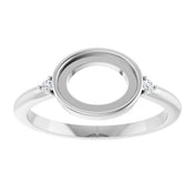 Sterling Silver 9x7 mm Oval .03 CTW Natural Diamond Semi-Set Cabochon Ring