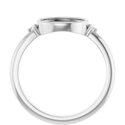 14K White 9x7 mm Oval .03 CTW Natural Diamond Semi-Set Cabochon Ring