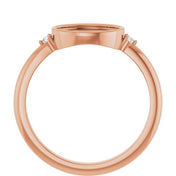 14K Rose 9x7 mm Oval .03 CTW Natural Diamond Semi-Set Cabochon Ring