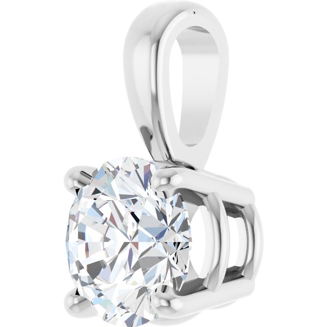 14K White 1/2 CT Natural Diamond Pendant
