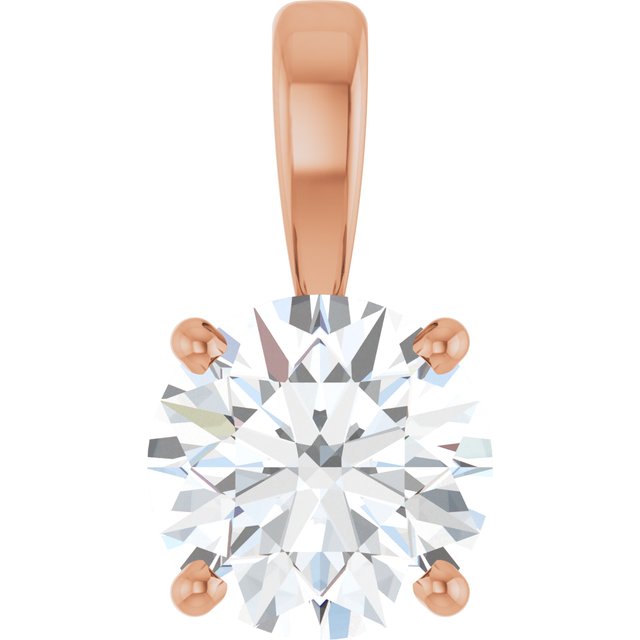 14K Rose 1 CT Lab-Grown Diamond Pendant