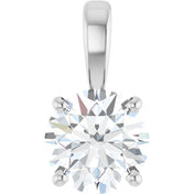 14K White 1 CT Natural Diamond Pendant
