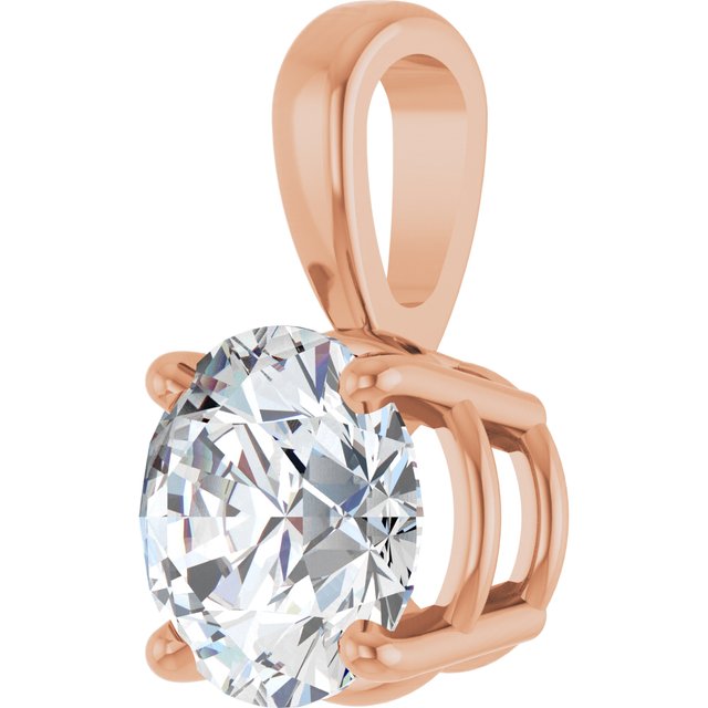 14K Rose 1 CT Lab-Grown Diamond Pendant