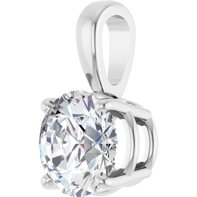 14K White 1 CT Lab-Grown Diamond Pendant