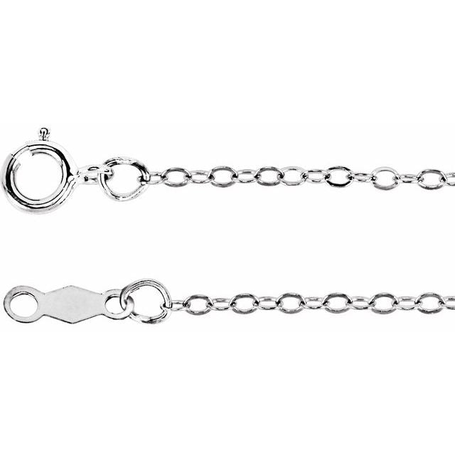 14K White 1.3 mm Flat Cable 16" Chain