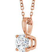 14K Rose 1/2 CT Natural Diamond 18" Necklace