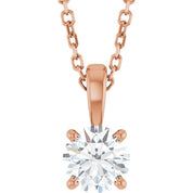 14K Rose 1/2 CT Natural Diamond 18" Necklace