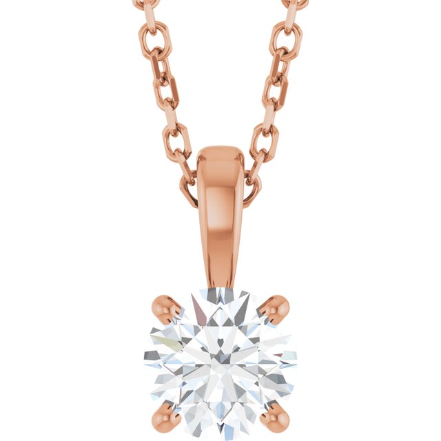 14K Rose 1/2 CT Natural Diamond 18" Necklace