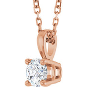 14K Rose 1/4 CT Natural Diamond 18" Necklace
