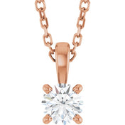 14K Rose 1/4 CT Lab-Grown Diamond 18" Necklace