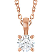 14K Rose 1/4 CT Lab-Grown Diamond 18" Necklace