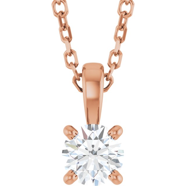 14K Rose 1/4 CT Lab-Grown Diamond 18" Necklace