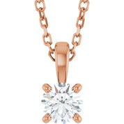 14K Rose 1/4 CT Lab-Grown Diamond 18" Necklace