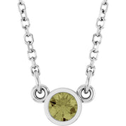 14K White Natural Green Sapphire Solitaire 18" Necklace