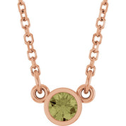 14K Rose Natural Green Sapphire Solitaire 18" Necklace