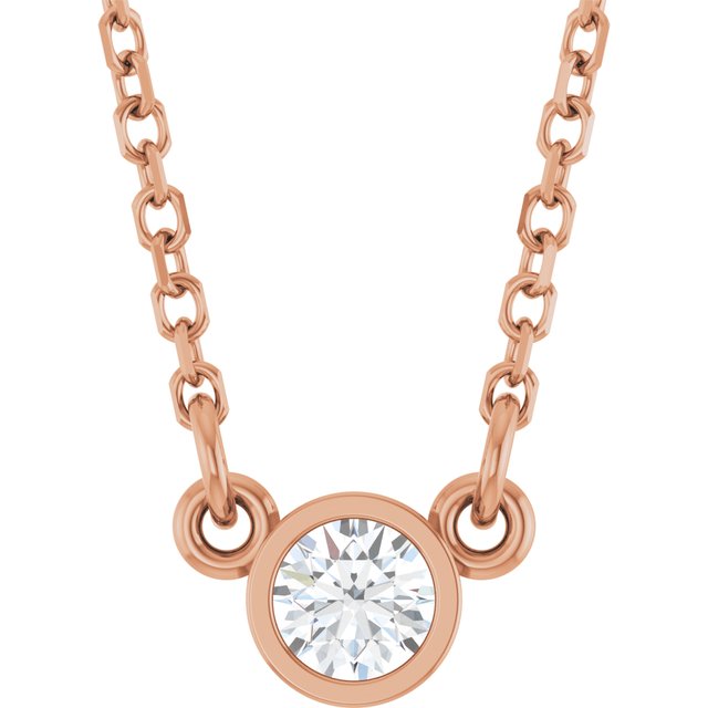 14K Lab-Grown Diamond Solitaire Necklace, 18" Chain, Various Carat Weights Available