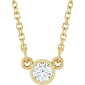 14K Lab-Grown Diamond Solitaire Necklace, 18" Chain, Various Carat Weights Available
